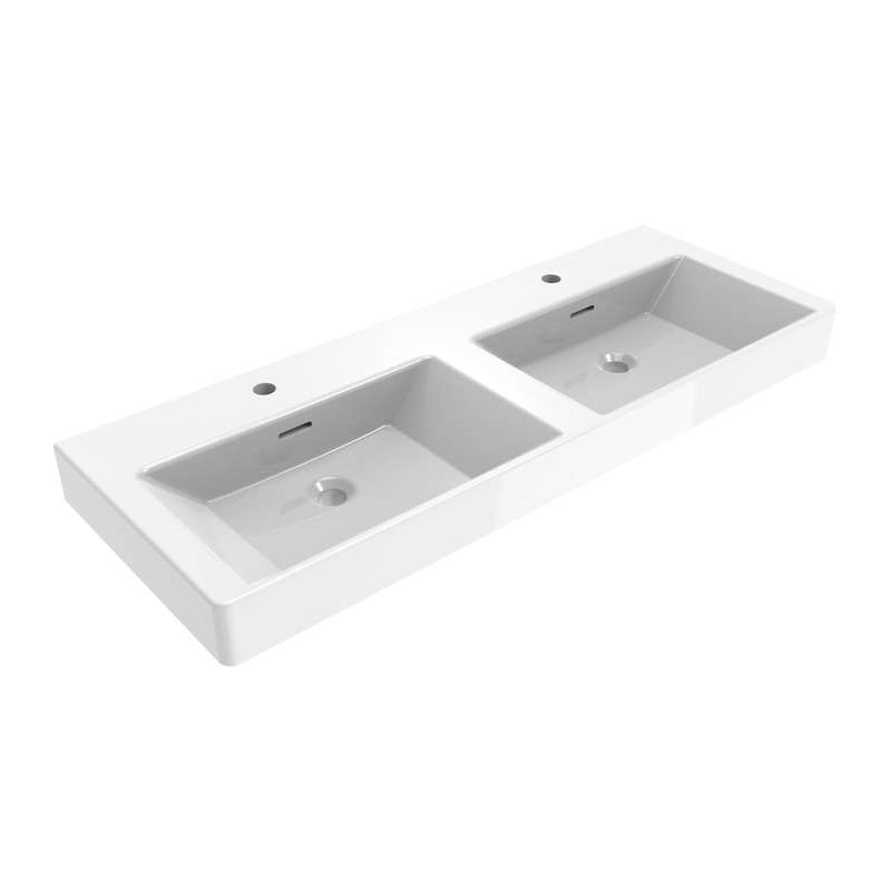 Wall-hung washbasin with double basin - MALIBU