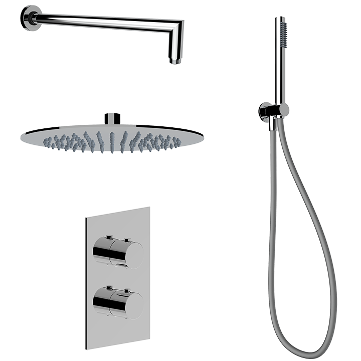 Shower solution with 2 ways thermostatic round